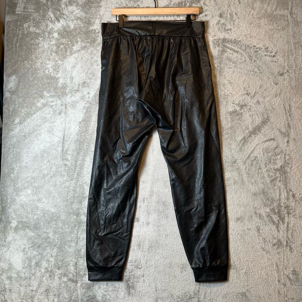 Commando Black Faux Leather Jogger Pants Women's Large Vegan Leather Pull On